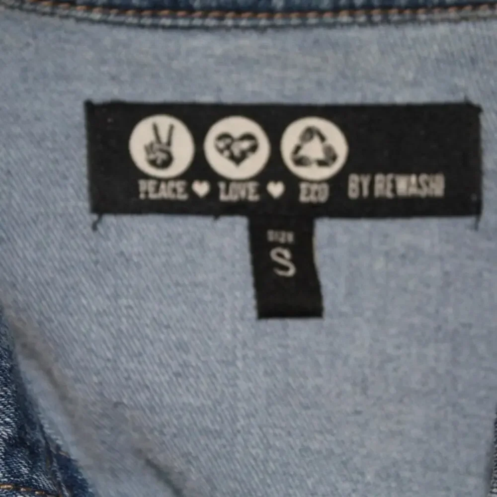 Peace Love Eco by Rewash Denim Mini Dress | Button Front | Short Sleeve | Size S - Picture 5 of 8